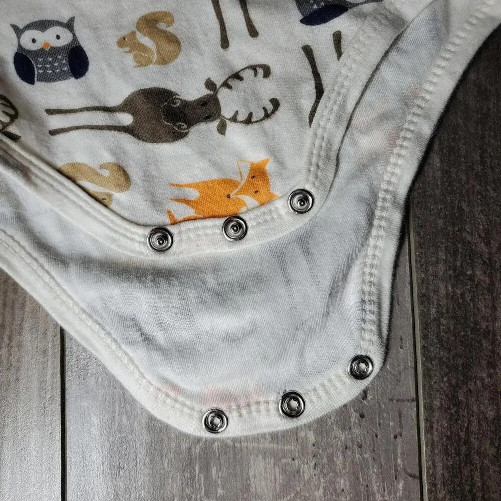 HB Hudson Baby Cotton Long Sleeve One Piece Bodysuit Size 24m Cream Orange NWOT - Picture 4 of 10